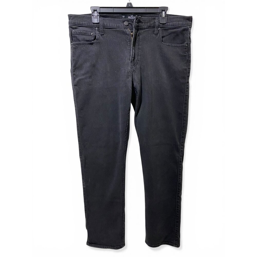 Hollister Slim Straight Mens Black Jeans Size W36 L32 Advanced Stretch